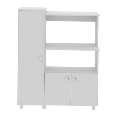 Imagem de Balcão Multiuso Para Forno E Micro-ondas Com 3 Portas Multimóveis Cr20341 Branco
