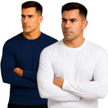 Imagem de Kit 2 Camisetas DryFit Manga Longa Masculina Academia Termica Proteção