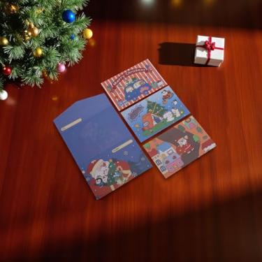 Imagem de 1 conjunto de cartões festivos retrô série tripla com papel envelope multicolorido 12,7 x 8,4 cm