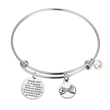 Imagem de Pulseira Thank You For Being My Sister, presente para irmãs, irmãs, irmãs, amigas, pulseira de joias da amizade