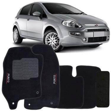 Imagem de Jogo de Tapete Automotivo Carpete Fiat Punto 2012 à 2018 Soft Logo Bordado 5 Peças