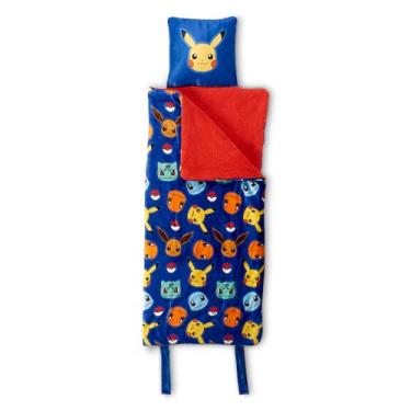 Imagem de Pokemon Bring The Battle, bolsa de pijama sherpa de seda com travesseiro anexo, conjunto de festa do pijama portátil aconchegante, saco de dormir de personagem para viagens, 68 x 142 cm