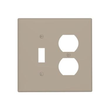 Imagem de JDAKHD Greige Outlet Covers Capa decorativa para interruptor de luz em tom neutro quente, 2 grupos, placa de parede dupla para tomadas elétricas, capas para quarto, corredor