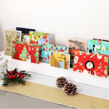 Imagem de Cinnvoice Suporte de cartão de Natal com 2 peças, expositor e organizador de 30,5 cm, suporte de cartão de felicitações para fotos, fotos, cartão postal, madeira, Natal, Natal, Natal, Natal, decoração