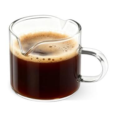 Imagem de BCnmviku Copos de shot Espresso Peças Bicos Duplos Copo de Leite Vidro Transparente (Vidro Transparente-1 Pacote)