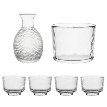Imagem de Sake Set Glasses Hammered Texture Decanter Multifunctional Creative Sake Pot Set Transparent Sake Jug Set for Home Decoration, clear/872(Clear)