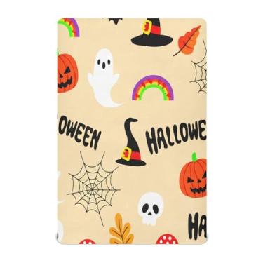 Imagem de JUZIHAI Lençol de berço de Halloween Ghosts para meninos e meninas, macio e elástico respirável para berço padrão e cama infantil, 132 x 71 cm