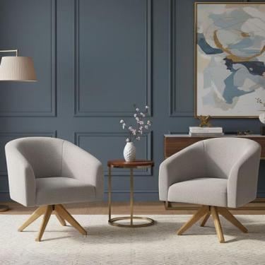 Imagem de Poltrona Sala Decorativa Kit 2 Stella Base Giratória MA30 Bouclê D03 -