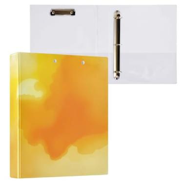 Imagem de Pasta de arquivo de 3 fichários em aquarela amarela laranja para material de escritório, pacote com 2