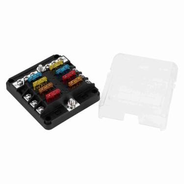 Imagem de KIMISS Caixa Porta-Fusíveis de Lâmina de Distribuição de Energia para Carro 6 Vias 12V-24V Com Fusíveis, à Prova d'água, Indicadores LED, para Aplicações Automotivas e Marítimas