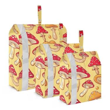 Imagem de xigua Cubos coloridos de embalagem de cogumelos para viagem, organizadores de bagagem leves, conjunto de viagem, à prova d'água, cubos de compressão para acessórios de viagem, 3 pacotes