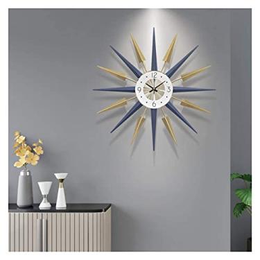 Imagem de Relógios de parede grandes decorativos, grande, 71 cm, redondo, silencioso, operado por bateria, relógio de metal para casa, sala de estar, cozinha