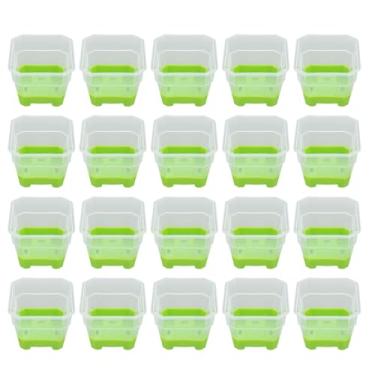 Imagem de TOPINCN 20pcs Vasos de Berçário Quadrados, Transplante de Berçário de Mudas Reutilizáveis ​​de Silicone para Iniciantes de Sementes Transparentes para Mudas Suculentas Estacas (Verde)