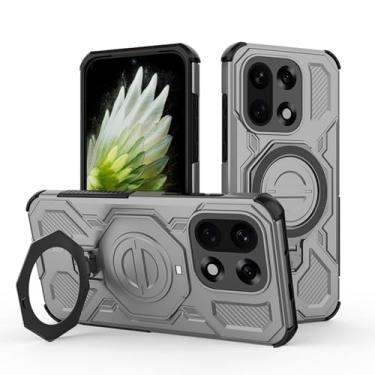Imagem de LTLMYDAM Capa fina para OnePlus 15, anel magnético giratório militar fosco à prova de choque leve PC capa fina, cinza, 15