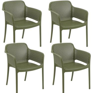Imagem de Kit 4 Cadeira Tramontina Gabriela em Polipropileno e Fibra de Vidro Verde Oliva 92151027