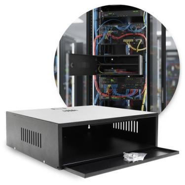 Imagem de Caixa Mini Rack Organizador Preta Horizontal Gabinete A125 - Ipec, Pre