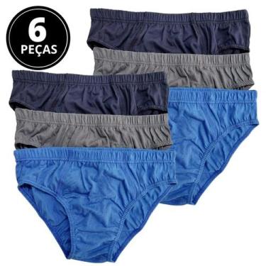 Imagem de Kit 6 Cuecas Slip Adulto Algodão Selene 11910, Azul, Marinho, Chumbo, 
