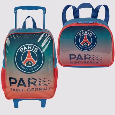 Imagem de Kit Mochila com Rodas e Estojo PSG Azul - Sestini, Único