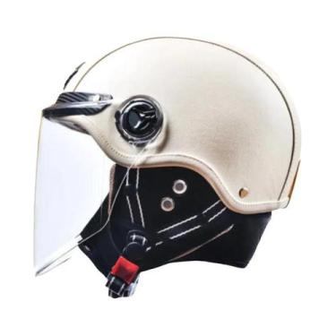 Imagem de Capacete De Couro Vintage Para Motociclistas Masculinos Com Viseira Ha