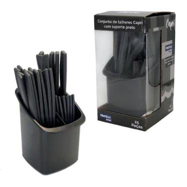 Imagem de Conjunto Talheres Capri 25 Peças - Preto - FRATELLI BRANCA DISTILLERIE