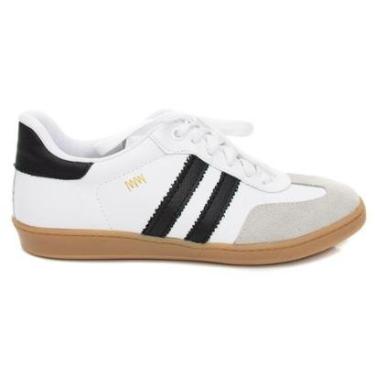 Imagem de Tênis Feminino Emma Marina Mello em Couro 12154 Branco/Preto 34-Feminino