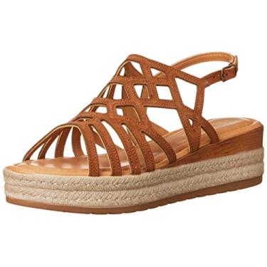 Imagem de Bella Vita Made in Italy Sandália feminina Zip-Italy plataforma, couro uísque, 42, Couro Whisky, 40