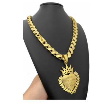 Imagem de Corrente + Pingente 12mm Friso S Dupla Face camadas grossas