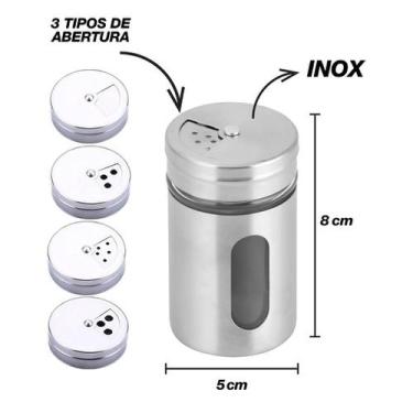 Imagem de Porta Temperos E Condimentos Com Tampa Giratória Material Aço Inox E V