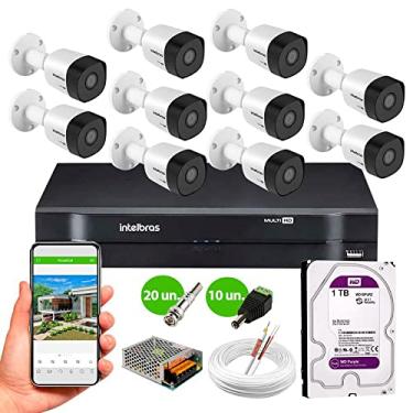 Imagem de kit 10 Câmeras de Segurança Intelbras HD 720p VHD 3130 B G6 30m Infra METAL + DVR Intelbras + HD 1tb