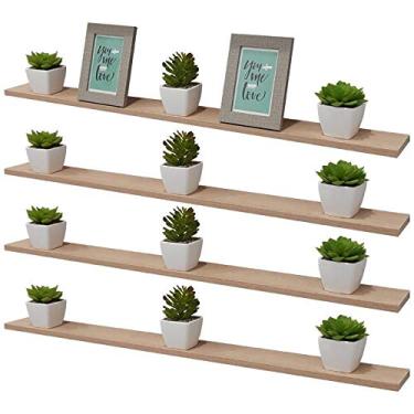 Imagem de Kit 4 Prateleiras 80 x 15cm Carvalho Suporte Invisível