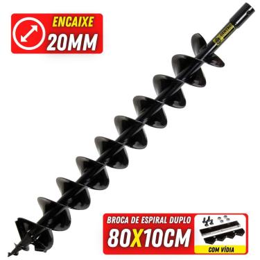 Imagem de Broca De Ferro Kawashima Com Espiral Duplo E Lâmina de Vídia 800mm x 100mm Para Perfura...