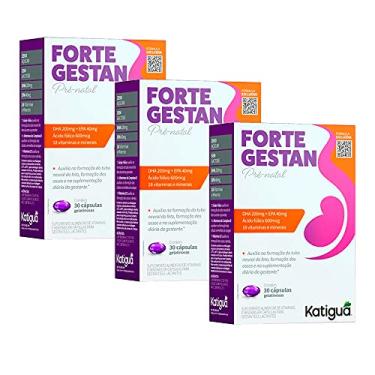 Imagem de Kit 3 Forte Gestan 200mg DHA 40mg EPA Vitaminas Minerais - Pré Natal Fórmula Premium 30 Cápsulas Gelatinosas Katigua