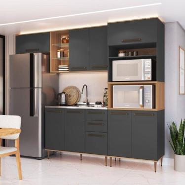 Imagem de Conjunto de Cozinha 2 Gavetas 2 Fornos Isabelle Ii Freijó/Grafite
