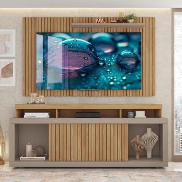Imagem de Rack Com Painel Para Tv Até 65 Polegadas Buriti Marrom New Oscar Caemmum