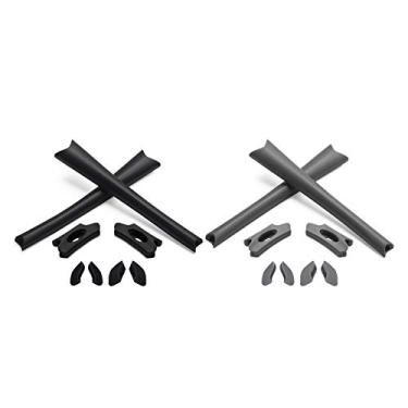 Imagem de Eye Opening Stuff Kits de borracha de substituição compatíveis com óculos de sol Oakley Flak Jacket/Flak Jacket XLJ – Preto e cinza