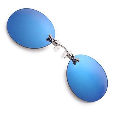 Imagem de Óculos de sol retrô redondos com clipe no nariz Matrix Morpheus filme sem aro masculino, Azul, Normal Size