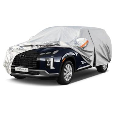Imagem de Capa de carro SUV de 6 camadas Kayme Impermeável para todos os climas para automóveis, cobertura completa para uso externo, proteção contra chuva e sol, UV, prata