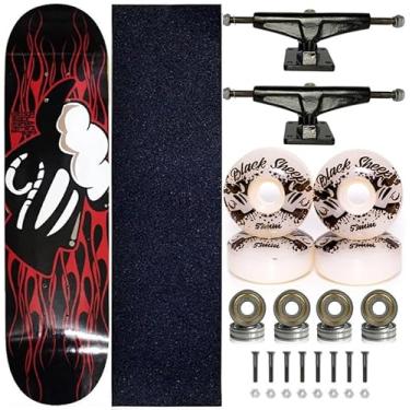 Imagem de Black Sheep, Skate Completo Shape Marfim Black Sheep 8.0 Red Fire Sheeps