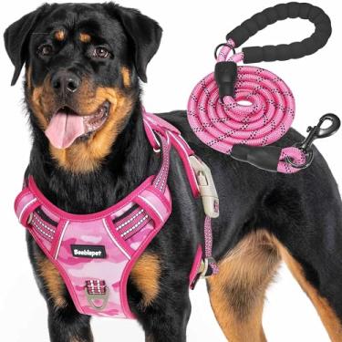 Imagem de Peitoral tático resistente para cães grandes Beebiepet Antipuxão, ajustável, refletivo, treinamento de serviço, colete militar K9 para cães de trabalho – G, camuflado, rosa
