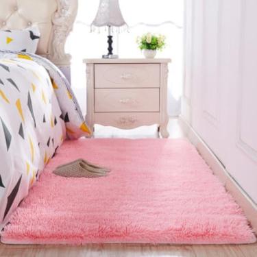 Imagem de Tapete de cabelo de seda lavado engrossado sala de estar mesa de café cobertor quarto tapete de cabeceira tapetes de yoga cor sólida tapete de pelúcia, 4,60x120cm