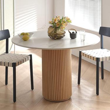 Imagem de Generic Mesa Redonda de Mármore, Mesa de Jantar em Madeira de Pinho Natural, Mesa de Cozinha Moderna, Móveis para Restaurante