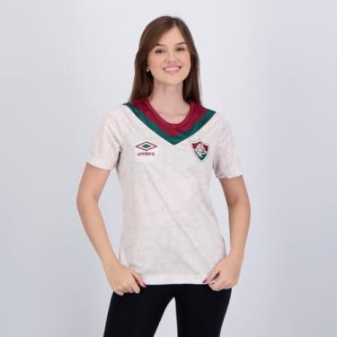 Imagem de Umbro Camisa Feminina Fluminense Oficial nº 3 2024 (Torcedora), Bege/Vinho/Verde, P