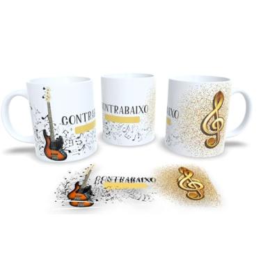Imagem de Canecas de Porcelana Branca Personalizadas Instrumentos Musicais (contra baixo)