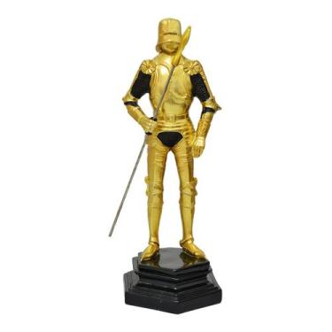 Imagem de Cavaleiro Medieval com Lança Dourado 22 cm - Importado