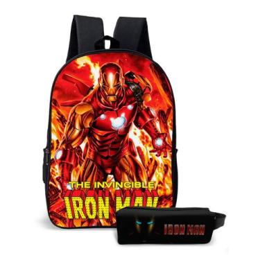 Imagem de Kit Mochila com Estojo Escolar Infantil Homem de Ferro Menino - Use Th