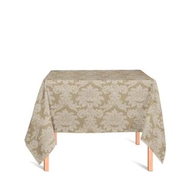 Imagem de Toalha de Mesa Quadrada em Tecido Jacquard Bege Escuro (Fendi) Medalhã