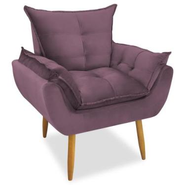 Imagem de Poltrona Decorativa Opala Pés Palito Veludo Lilás Chamby Móveis