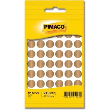 Imagem de Etiqueta Redonda TP-12 Ouro 12MM com Adesivo Permanente  Pacote com 21