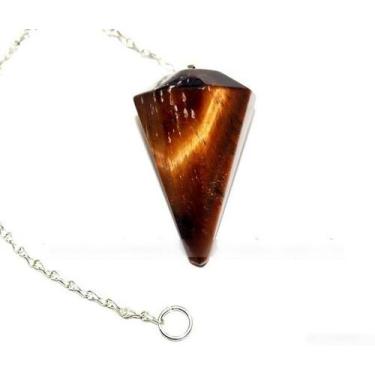 Imagem de Pendulo Facetado Olho De Tigre Pedra Natural P Radiestesia - Cristaisd