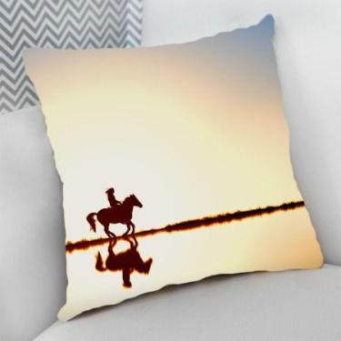 Imagem de Almofada Decorativa Cheia c/ Zíper 25x25cm Cavalo Manga larga - Deluzz